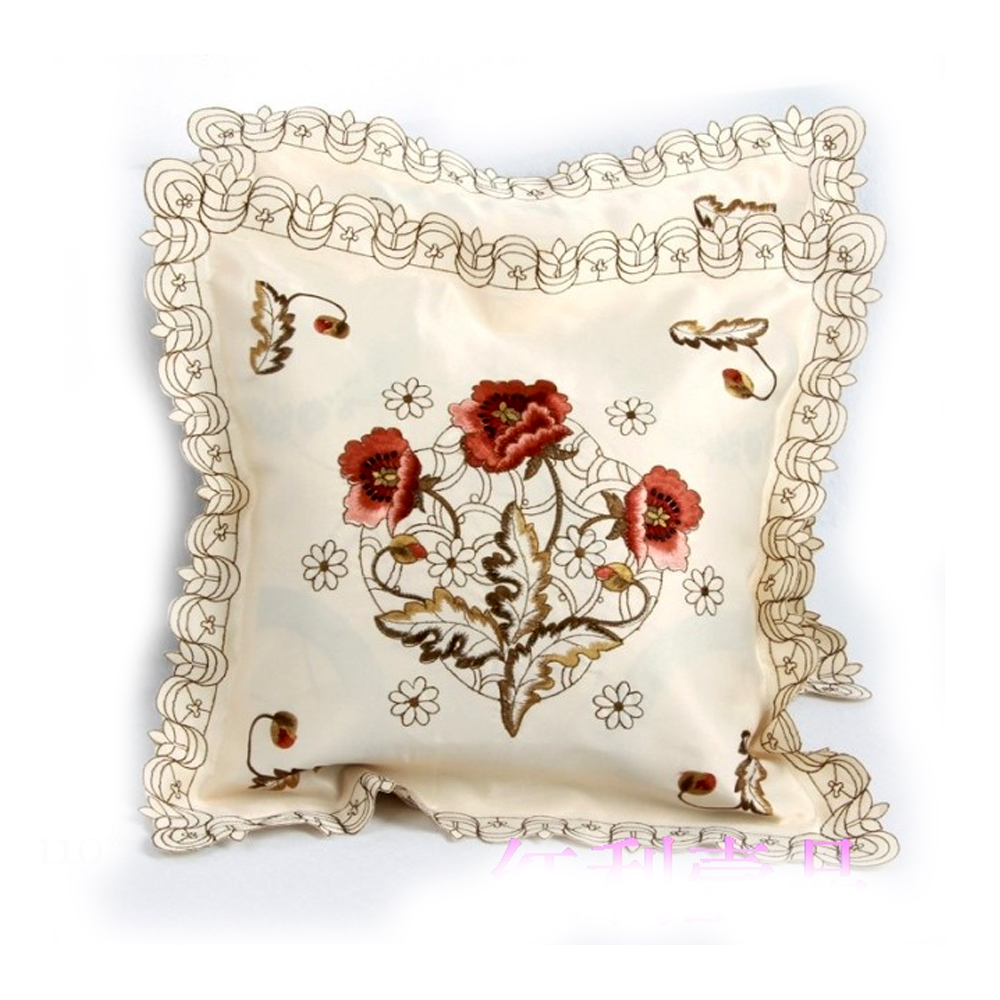 yazi Peony Flower Embroidered Cutwork Decorative Throw Pillow Case Cushion Cover 18 Inch - Image 2