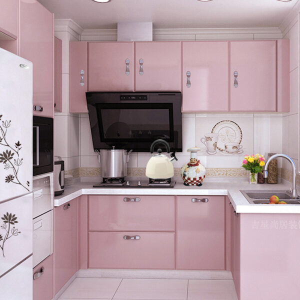 yazi Gloss Self Adhesive Vinyl Kitchen Cupboard Door Cover Drawer Wardrobe Contact Paper,24x98 Inch,Pink