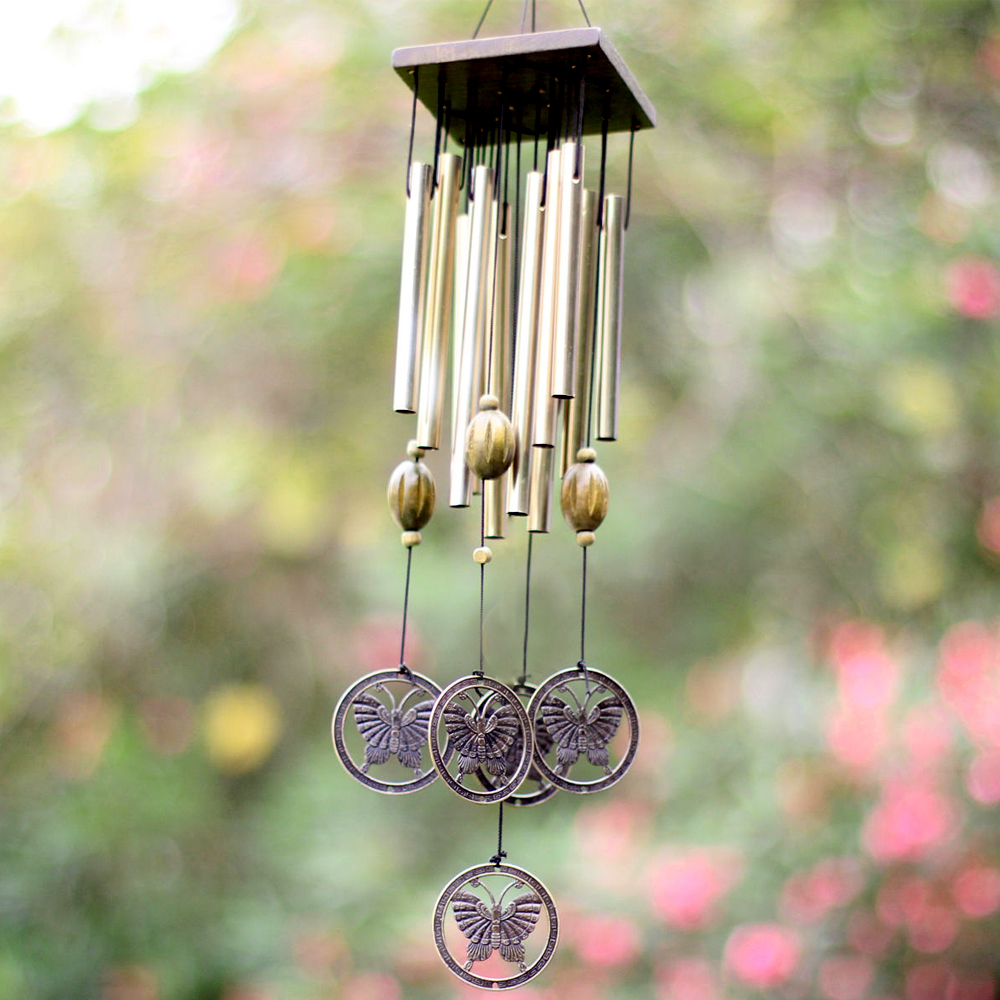 yazi Antique Butterfly Wind Chimes Metal 12 Tubes Outdoor Great Sound Christmas Gift