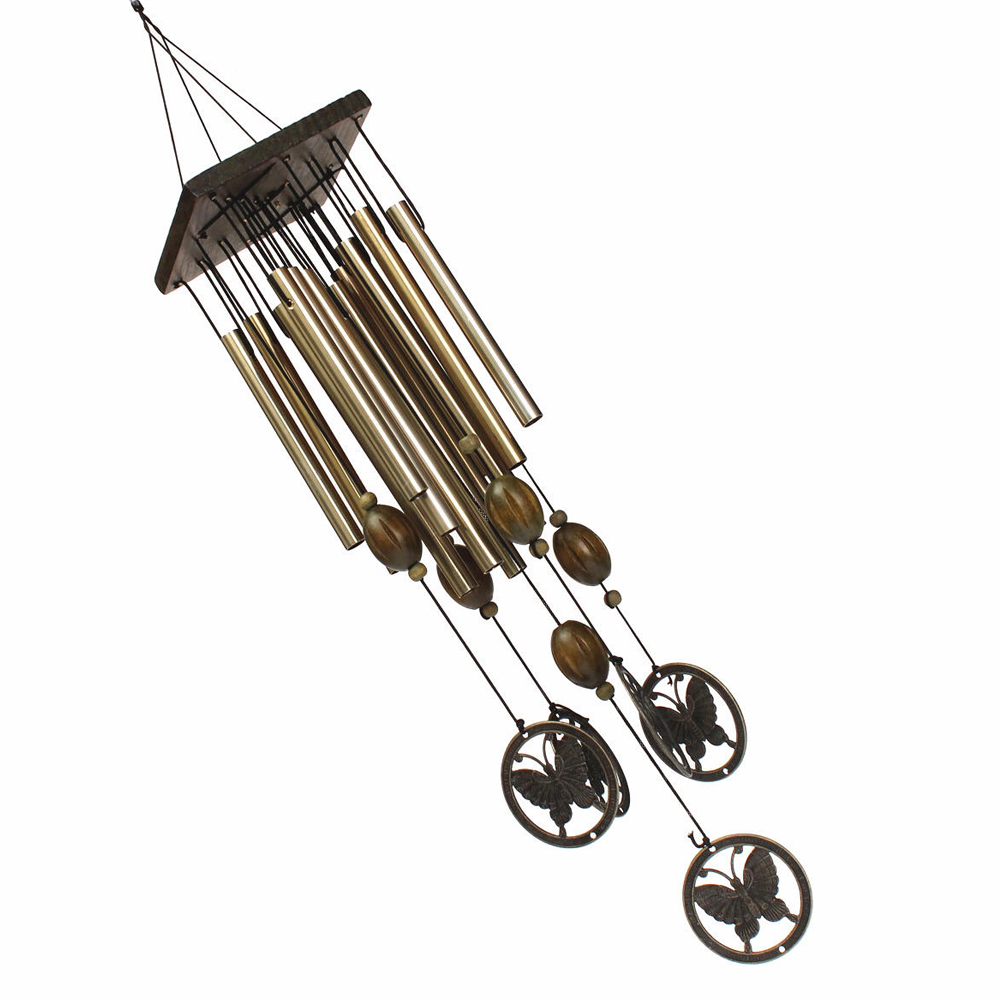 yazi Antique Butterfly Wind Chimes Metal 12 Tubes Outdoor Great Sound Christmas Gift - Image 4