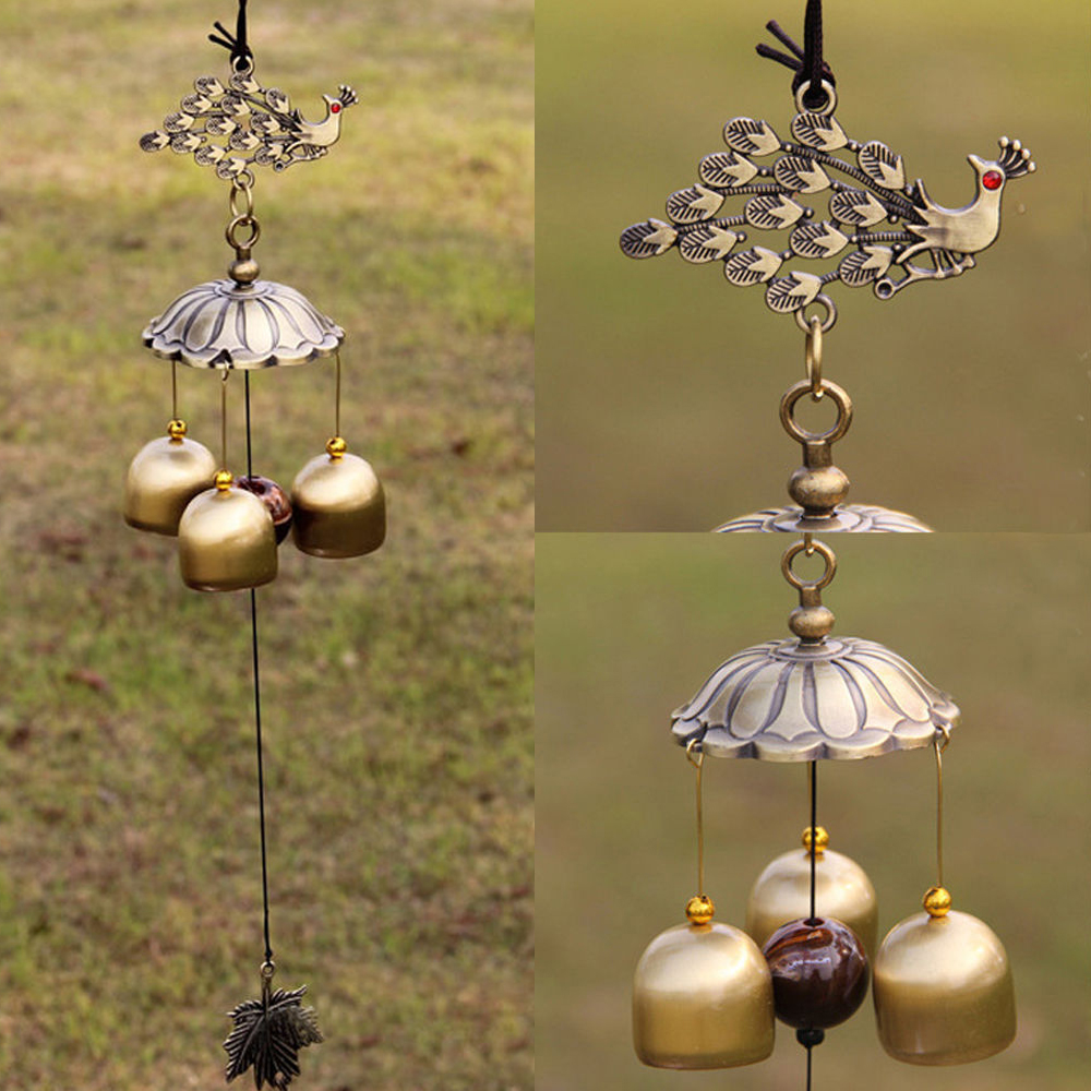 yazi Antique Peacock Copper 3 Bells Lucky Wind Chimes Outdoor Home Decoration Valentine's Day Gift - Image 10
