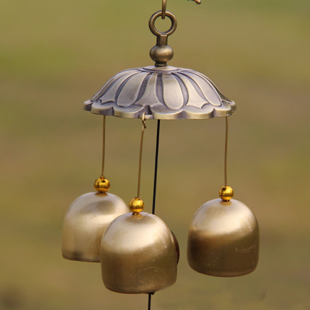 yazi Antique Peacock Copper 3 Bells Lucky Wind Chimes Outdoor Home Decoration Valentine's Day Gift - Image 2