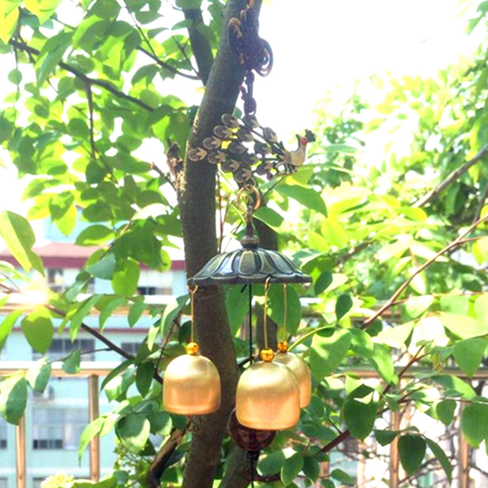 yazi Antique Peacock Copper 3 Bells Lucky Wind Chimes Outdoor Home Decoration Valentine's Day Gift - Image 8