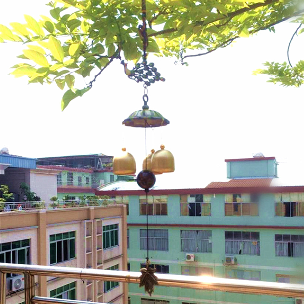 yazi Antique Peacock Copper 3 Bells Lucky Wind Chimes Outdoor Home Decoration Valentine's Day Gift - Image 9