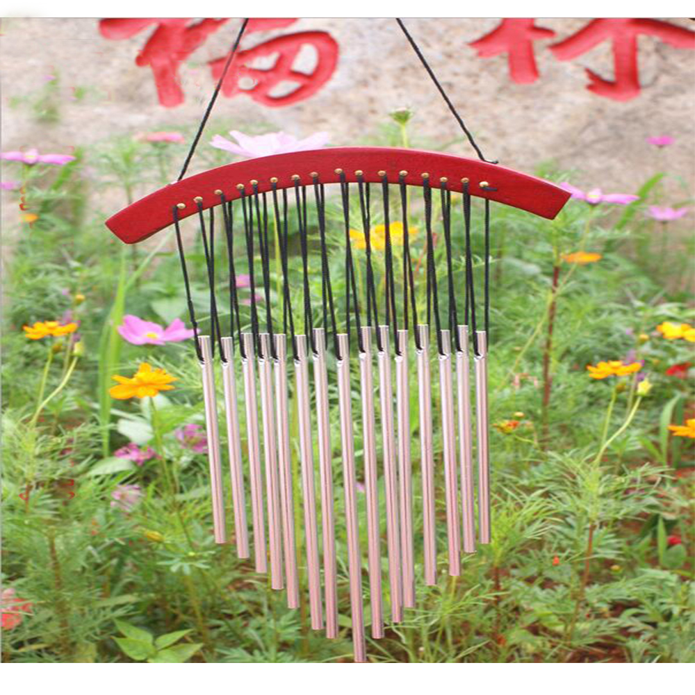 yazi Windchime Arc Wood 15 Tube Aluminium Silver Magical Musical Sounds Christmas Gift