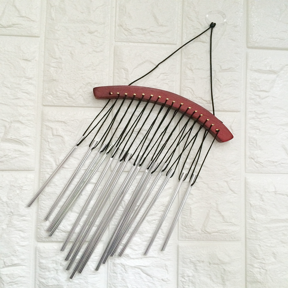 yazi Windchime Arc Wood 15 Tube Aluminium Silver Magical Musical Sounds Christmas Gift - Image 3