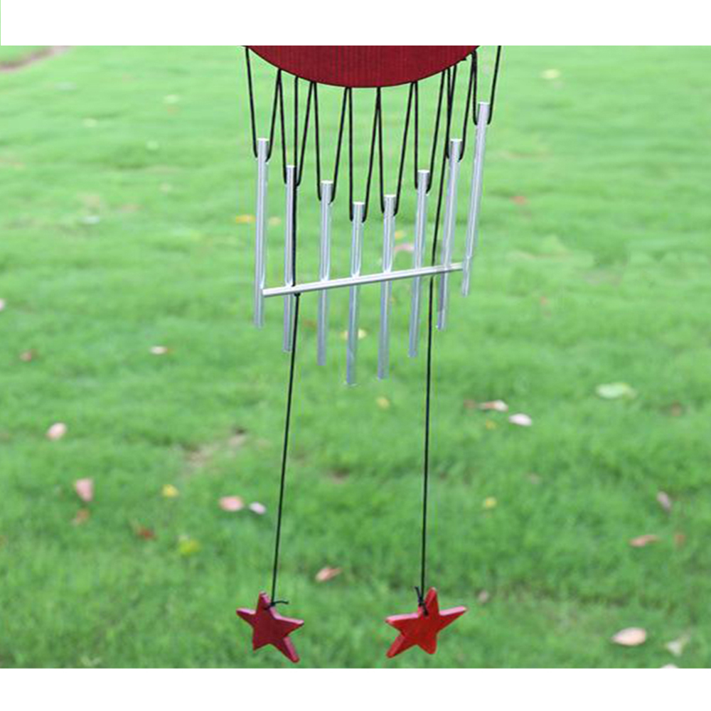 yazi Chimes Red Wood Stock Windchime 8 Tube Moon Star - Image 4