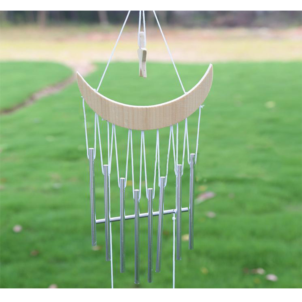 yazi Windchime Arc Wood 15 Tube Aluminium Silver Great Sound Gift - Image 3