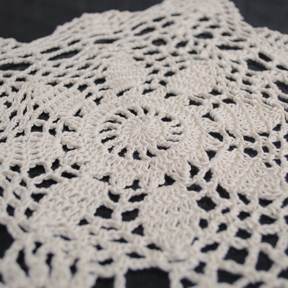 yazi Tablecloths Crochet Square Table Cover Lace Table Covering Doilies for Furniture Décor Beige Color 15.7inch - Image 5