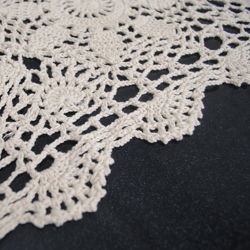 yazi Tablecloths Crochet Square Table Cover Lace Table Covering Doilies for Furniture Décor Beige Color 15.7inch - Image 6